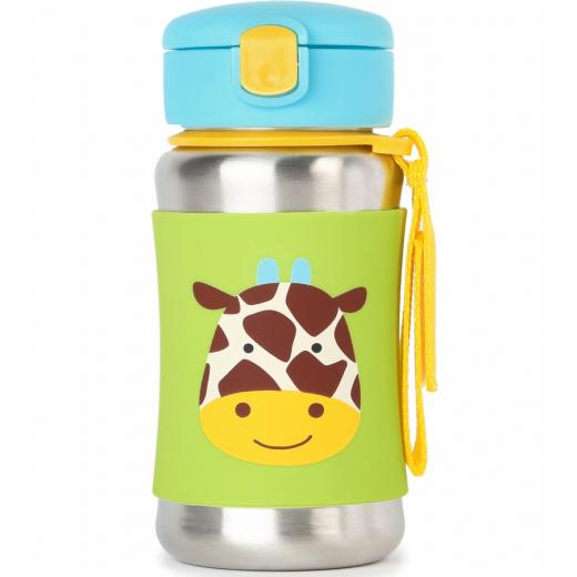 Skip Hop Zoo Stainless Steel Straw Bottle - Giraffe