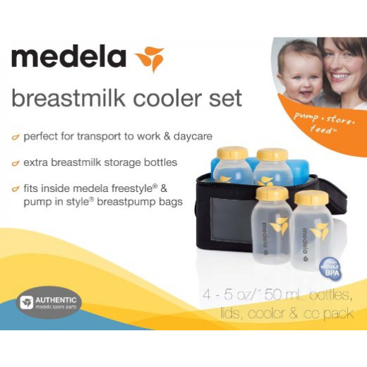 Medela Breastmilk Cooler Set with 4 Breast Milk Bottles