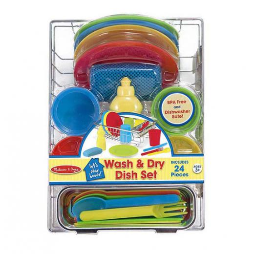 Melissa & Doug Let's Play House! Wash & Dry Dish Set