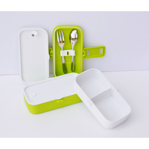 Look Back Lunch Box for Kids Adults, 2 layers, Leak Proof, FDA Approved-Green