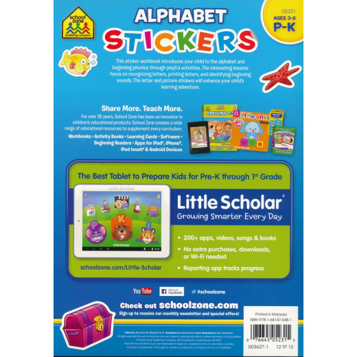 School Zone - Alphabet Stickers Workbook