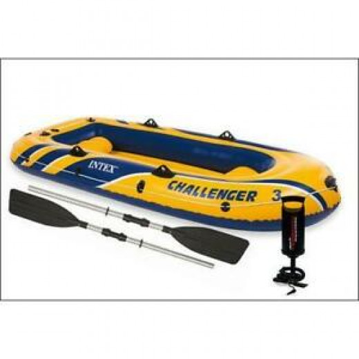 Intex Challenger TM 3 Boat 3 Sets with 48 Aluminum Oars, 68614) 233 cm x 113 cm x 40 cm