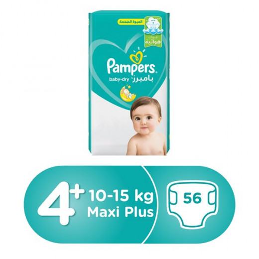 PAMPERS Baby Dry Size 4+ (10 to15)kg - 56 Layers - Jumpo Pack
