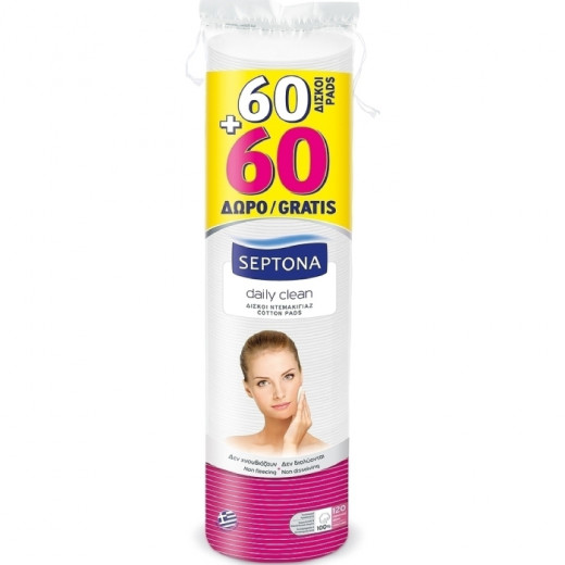 Septona Round Double-Faced Cotton Pads (60 pads+60 Free)