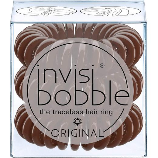 invisibobble ORIGINAL Hair Ties, Pretzel Brown, 3 Pack - Traceless, Strong Hold, Waterproof - Suitable for All Hair Types