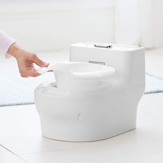 Skip Hop Made for Me Potty Training Toilet for Toddlers with Realistic Flushing Sound & Baby Wipes Holder, White