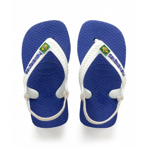 Havaianas Baby Brasil Logo, Blue, Size 22