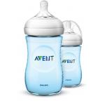 Philips Avent Natural Baby Bottle Slow Flow teat 260 ml, Blue Pack of 2