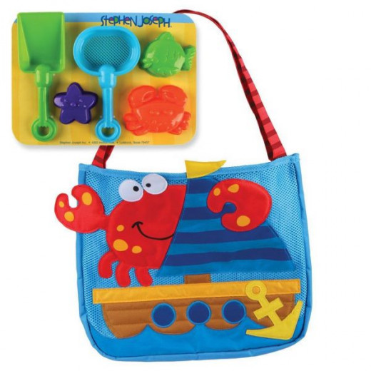 Stephen Joseph Beach Totes with Sand Toy Play Set, Crab