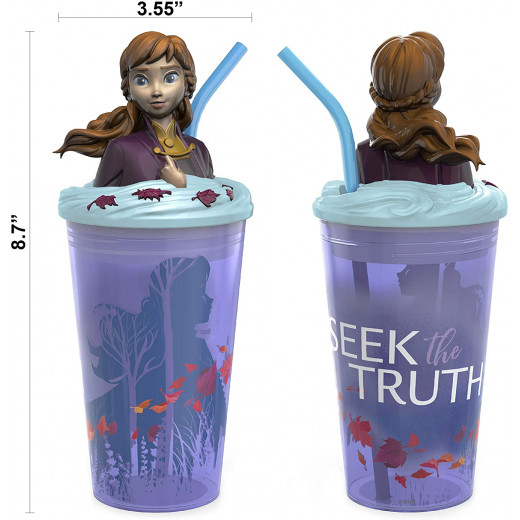 Zak Designs Frozen 2 Anna 15oz Plastic Funtastic Tumbler with Straw