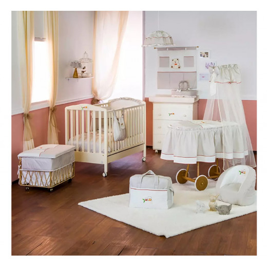 Italbaby Flash Ivory Wooden Cot, White