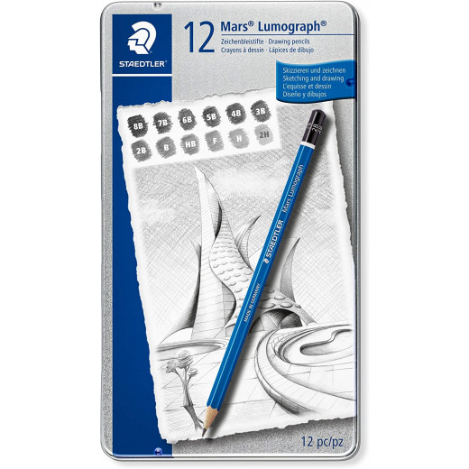 أقلام الرصاص ستيدلر مارس لوموغراف مع درجات ناعمة - علبة بها 12 قطعة