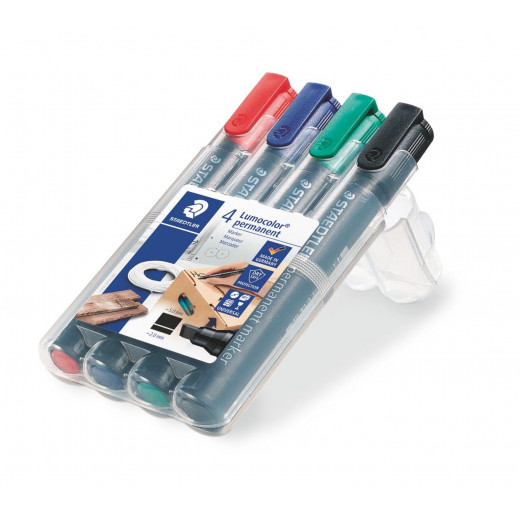 Staedtler LumoColour Permanent Marker with Chisel Tip, Pack of 4