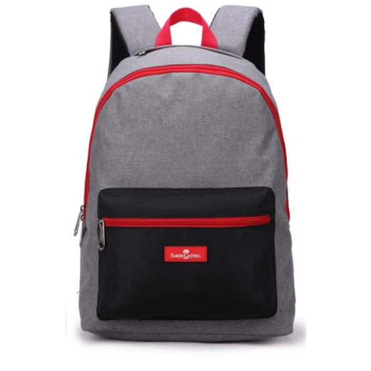 Faber-Castell Energetic Bag 1 Compt Petrol Backpack, Black&Red