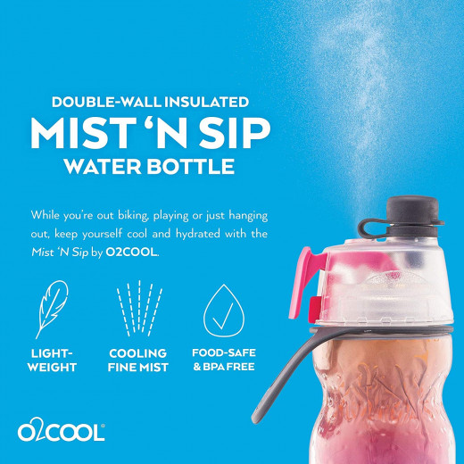 O2COOl Elite Mist ‘N Sip® – Tie Dye Ombre Raspberry, 590 ml