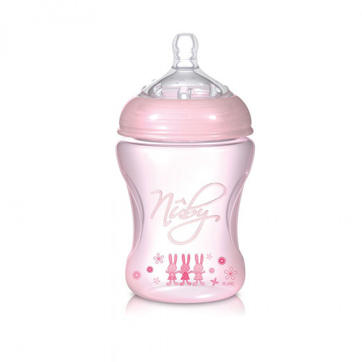 Nuby Natural Touch Softflex Polypropylene Feeding Bottle 3m+ 240 ml Pink