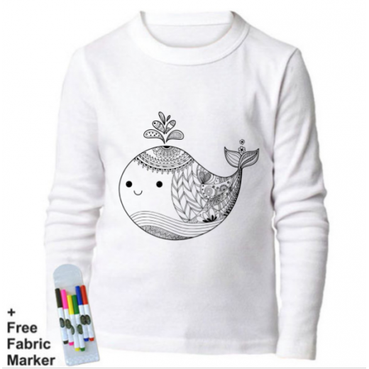 Mlabbas Whale Kids Coloring Long Sleeve Shirt 12-13   years
