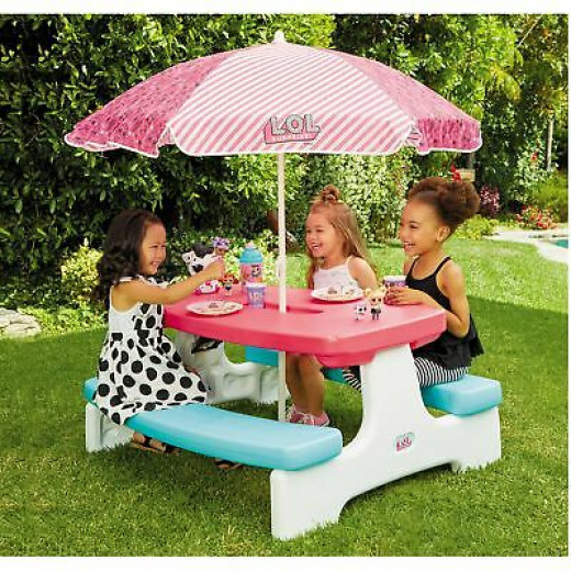 Little Tikes L.O.L. Surprise! Birthday Party Kids Picnic Table with Umbrella