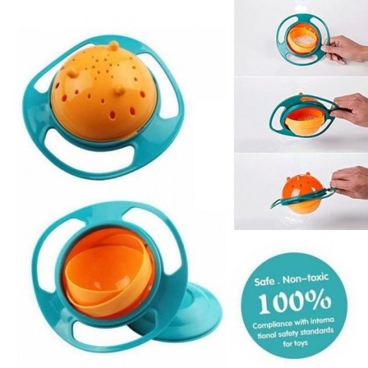Baby Gyro Bowl Funny 360 Degree Rotate Spill-Proof Bowl with Lid