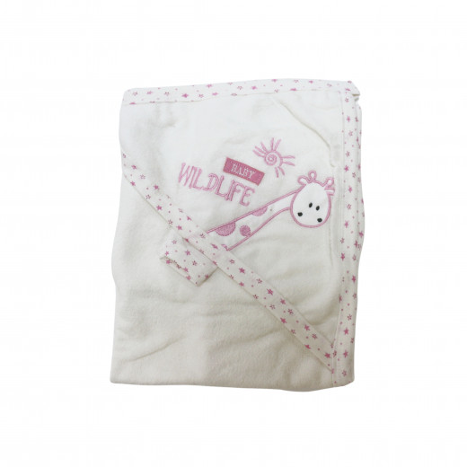 Mini Nana Hooded Towel, Pink Wild Life