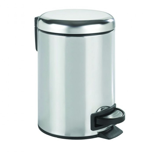 Wenko Leman Pedal Bin, 3 Liters, Stainless Steel, Silver