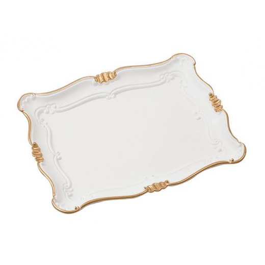 Madame Coco - White Leafed Tray - Large 42*33 cm