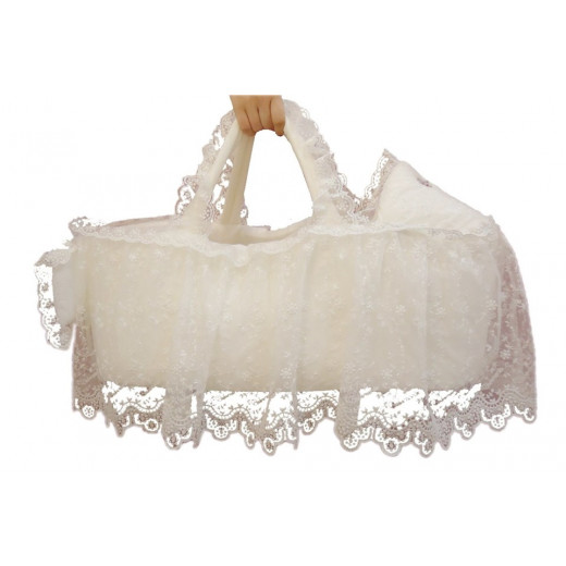 White Carry Cot for Newborn with Lace