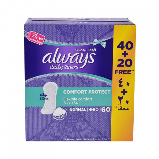 Always, Panty Liners Comfort and Flexibility, Medium, 60 Count