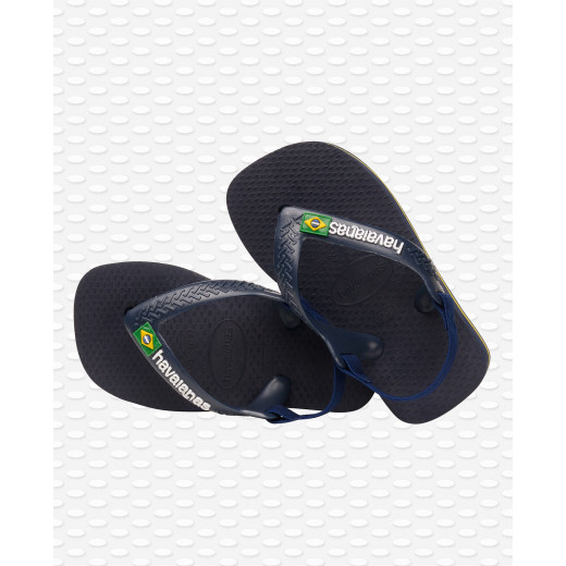 Havaianas Baby Brasil Logo II Navy Blue/citrus Yellow Size 22