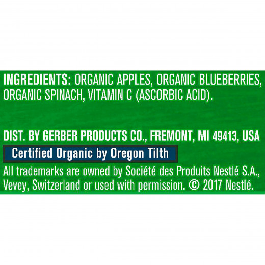GERBER Organic  Apples, Blueberries & Spinach