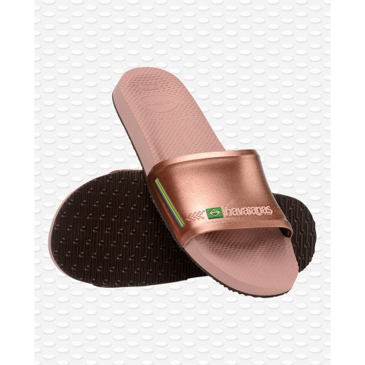 Havaianas Slide Brasil Rose/Gloden Blush Size 35-36