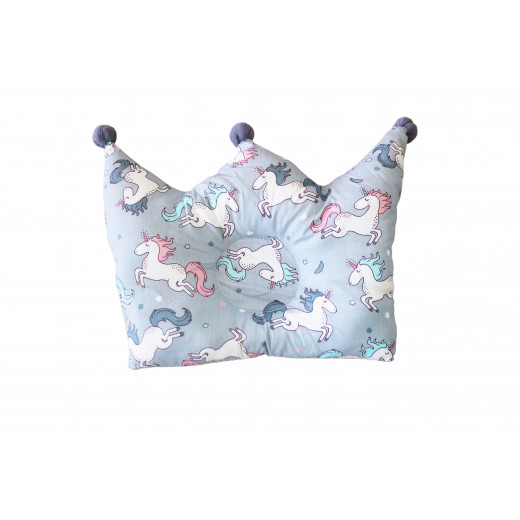 Baby Pillow For Infants, Light Blue Color, Unicorn Design