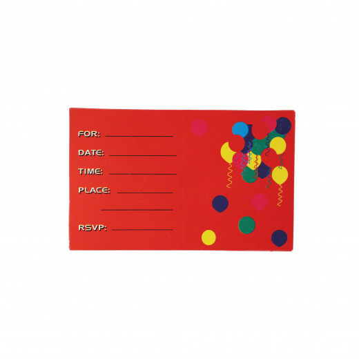 Happy Birthday Invitation Cards with Colored Balloons Design , 10 Cards