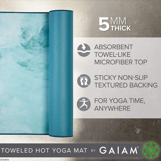 Gaiam Toweled Hot Yoga Mat Seafoam 5 mm