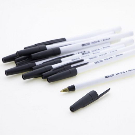 أقلام حبرنوفا جاف أسود اللون ( 12/علبة ) من بازيك