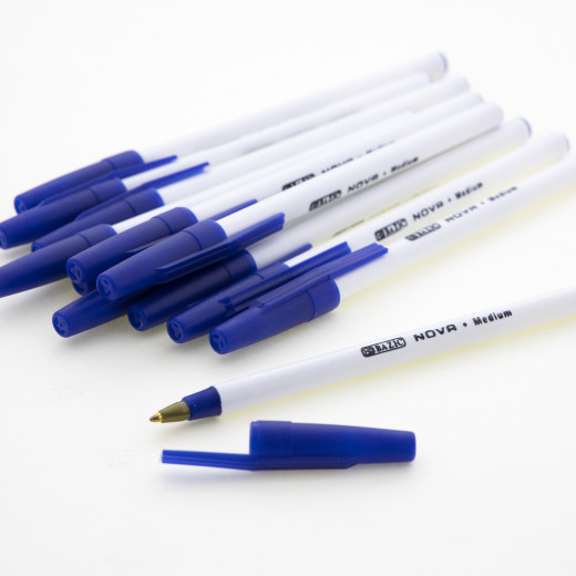 أقلام حبر نوفا جاف أزرق اللون (12 قلم) من بازيك
