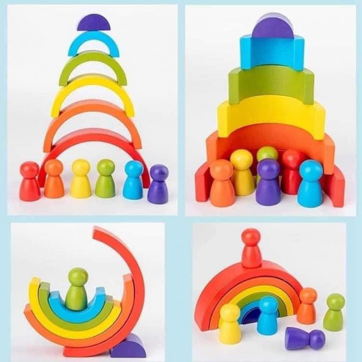 YIPPEE! Montessori Wooden Rainbow Toy Stacker