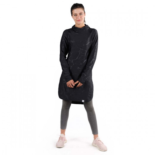 RB Women's Long Running Hoodie, Large Size, Marble Black Color