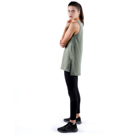 Rb Women's Side Slit Tank Top , (M), Olive Green