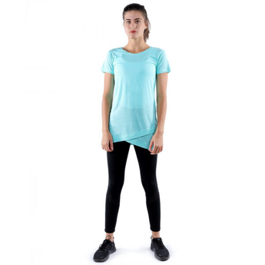 RB Women's Crossover T-Shirt, Small, Light Aquamarine