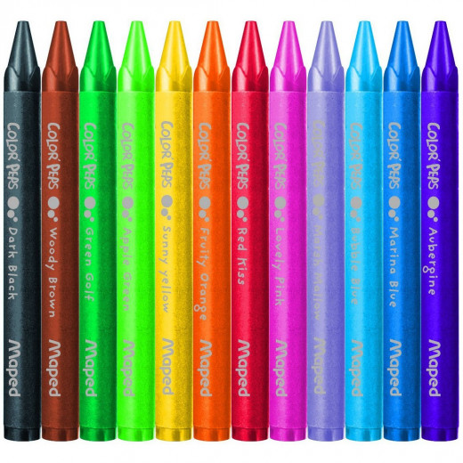 أقلام تلوين شمع ملونة من مابيد بيبس 12 قلم تلوين