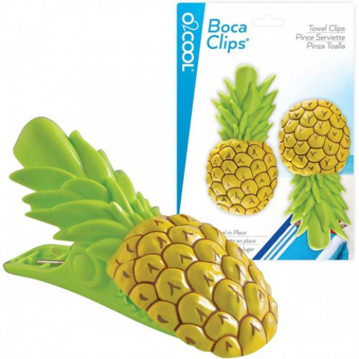 O2COOL Boca Clips Beach Towel Holders - Pineapple