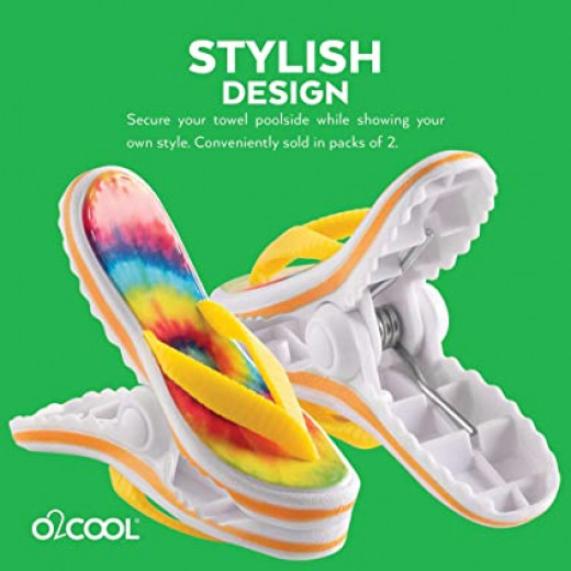 O2COOL Boca Clips Beach Towel Holders - Flip Flop