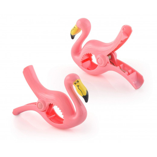 O2COOL Boca Clips Beach Towel Holders - Flamingo