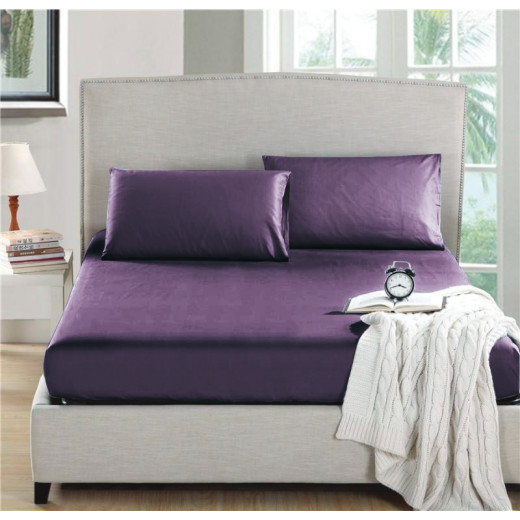 Nova home fitted sheet microfiber king purple 3pcs