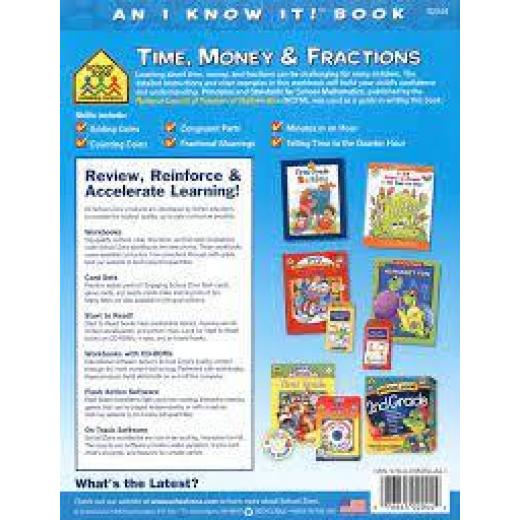 School Zone - Time, Money and Fractions Workbook  ( Grade 1-2 )