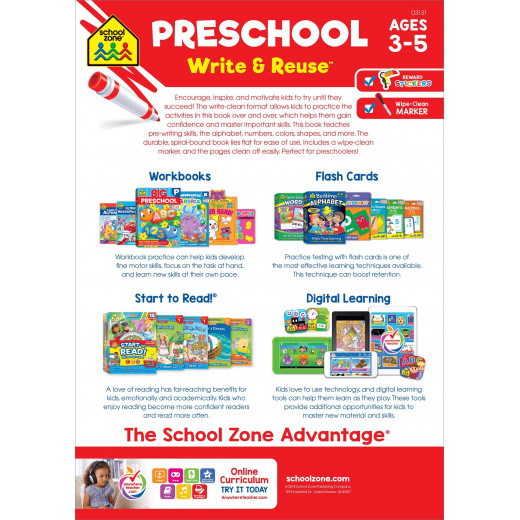 School Zone Preschool write & reuse workbook NEW