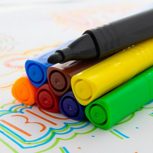 أقلام تلوين قابلة للغسل على شكل مثلث جامبو من بازيك 8 ألوان