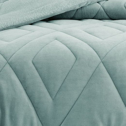 Nova home essentials velvet flannel to sherpa winter comforter mint green king