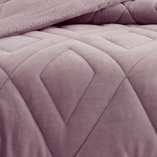 Nova home essentials velvet flannel to sherpa winter comforter purple king